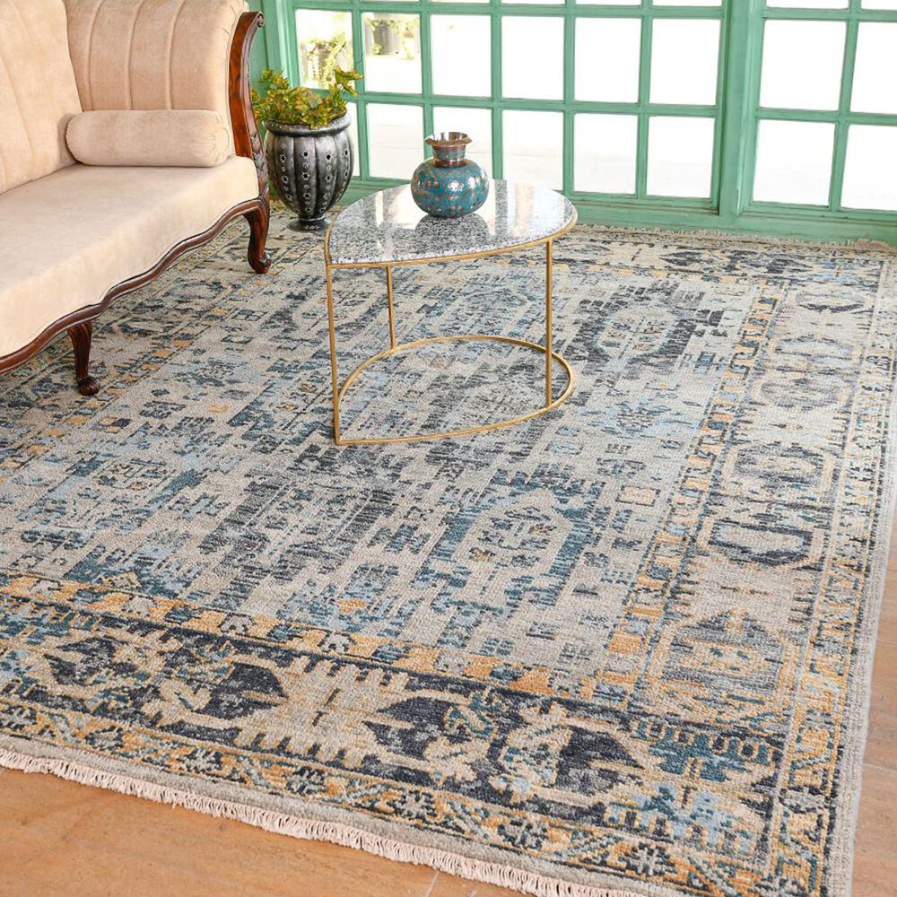 Amer Rugs Willow 9&#39; x 12&#39; Beige and Aqua Area Rug, , large