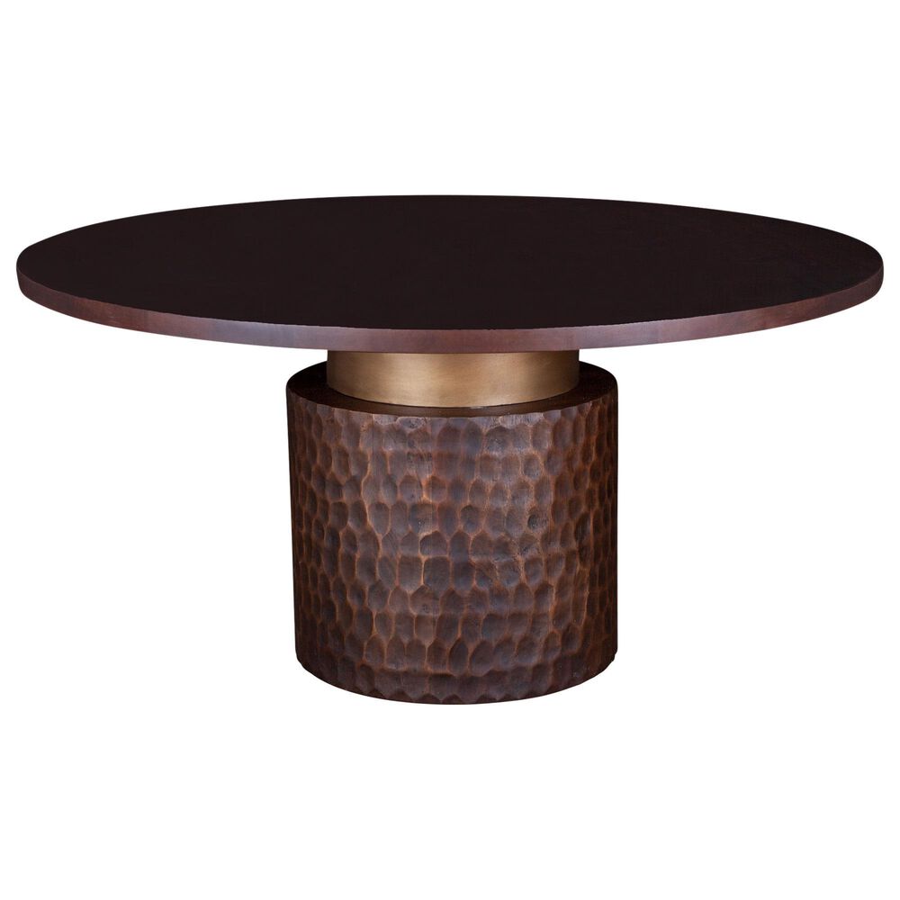 Home Trends &amp; Design Santa Cruz 60" Round Dining Table in Brown and Antique Bronze - Table Only, , large