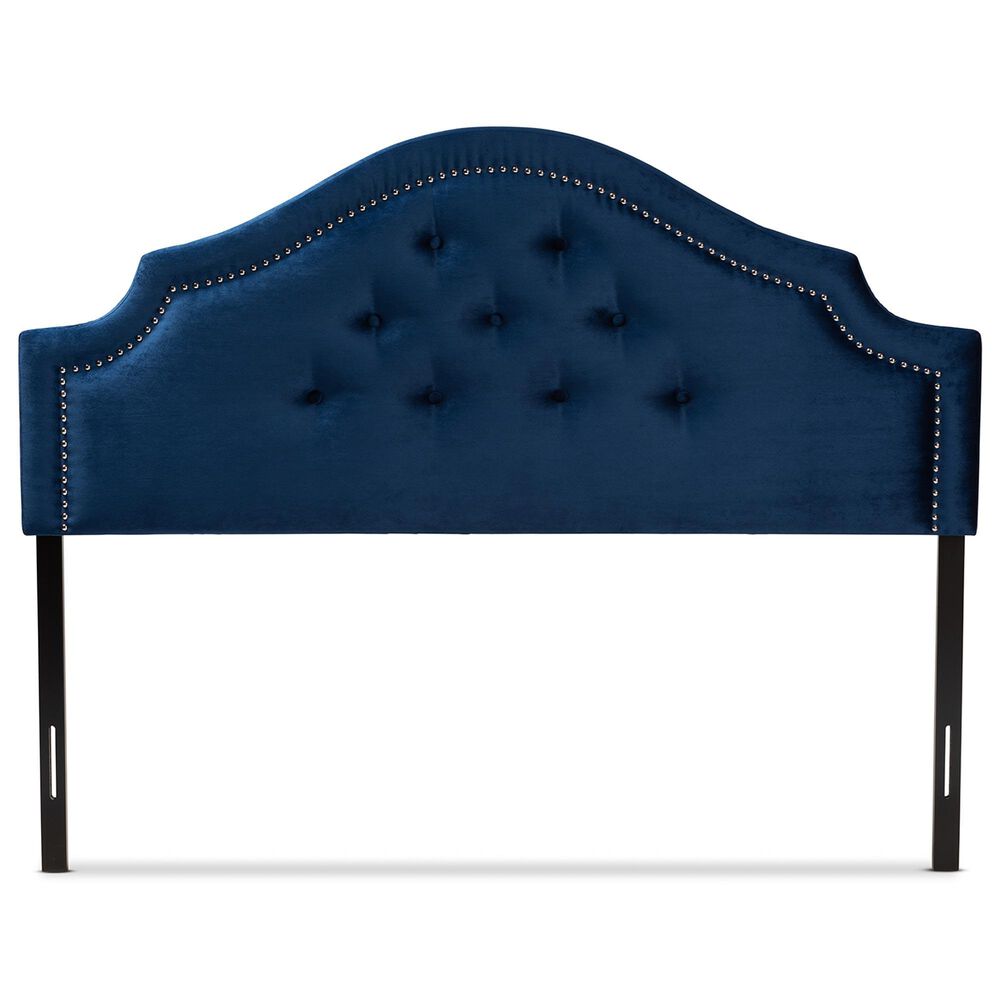 Baxton Studio Cora Queen Upholstered Panel Headboard in Royal Blue, , large