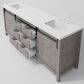 Lexora Home Marsyas 84" Double Bathroom Vanity in Ash Grey with 2 cm White Cultured Marble Top and Rectangular Sinks, , large