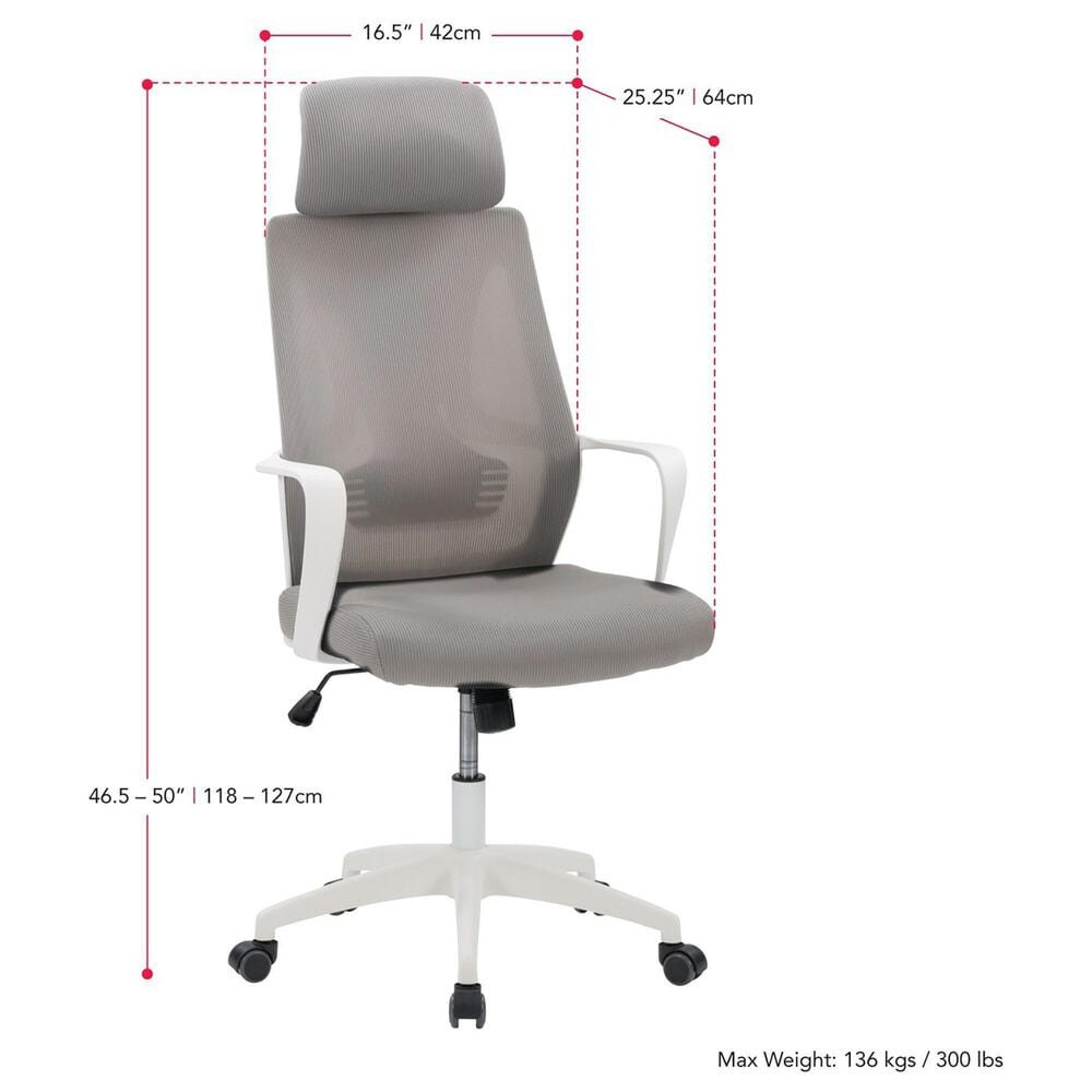 CorLiving Workspace Office Chair with White Frame in Grey, , large