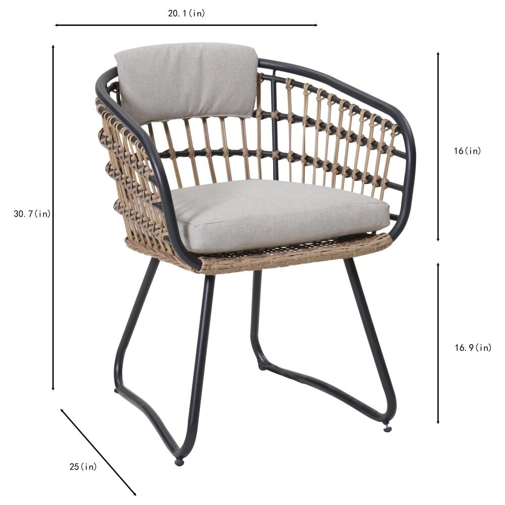 Hearth and Haven 7-Piece Outdoor Rectangular Dining Set with Beige Cushion in Black, , large