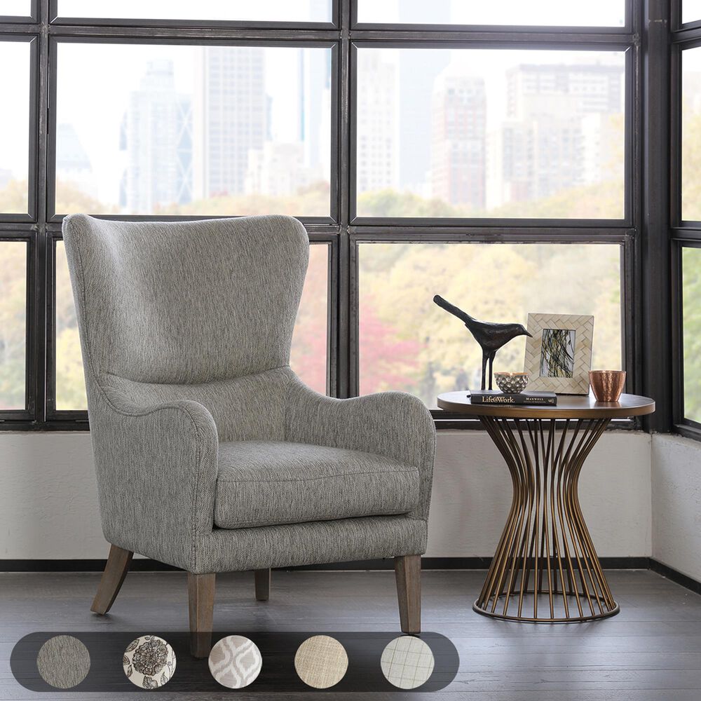 Hampton Park Arianna Swoop Wing Chair in Grey, , large