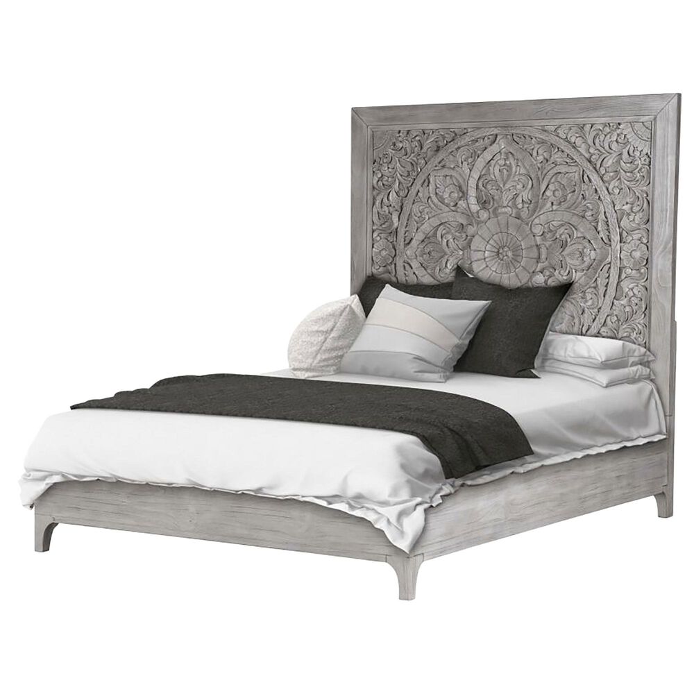 Urban Home Boho Chic Queen Platform Bed in Washed White, , large