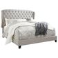 Signature Design by Ashley Jerary Queen Wingback Upholstered Bed in Light Gray, , large