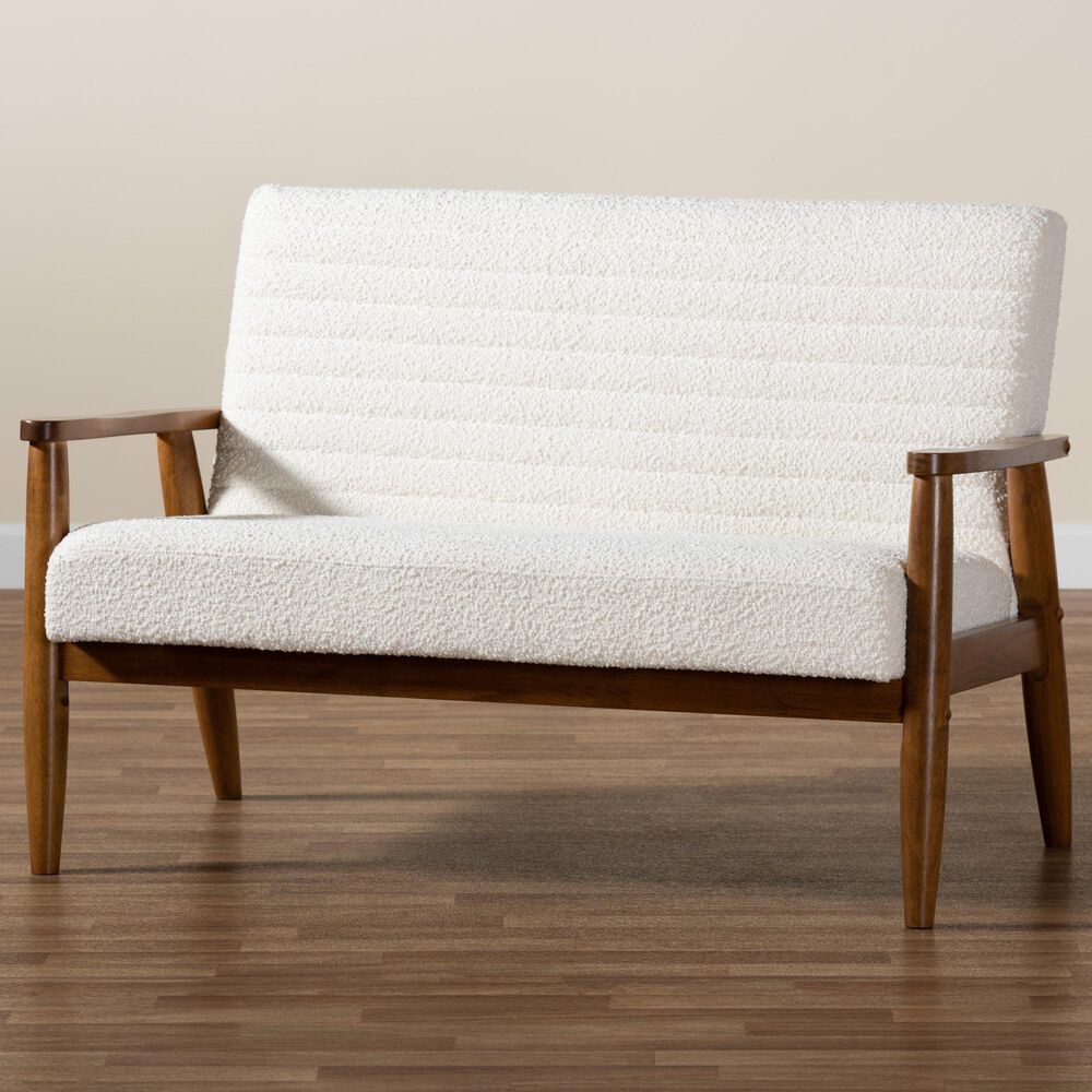 Baxton Studio Stratton Stationary Loveseat in Cream, , large