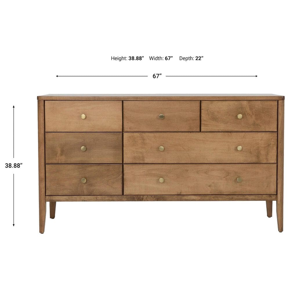 Archbold Furniture Warren 7-Drawer Dresser and Mirror in Harvest, , large