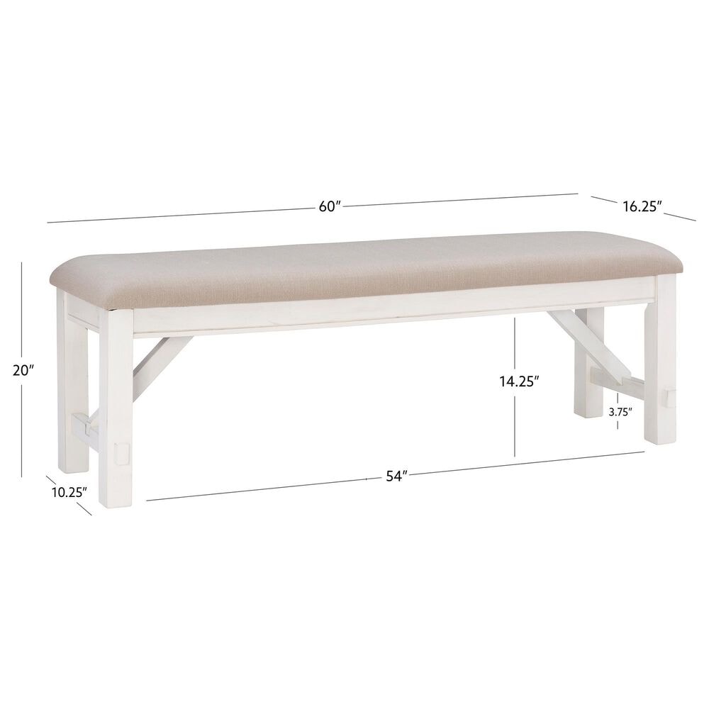 Linon Home Decor Turino Padded Dining Bench in Smokey White, , large