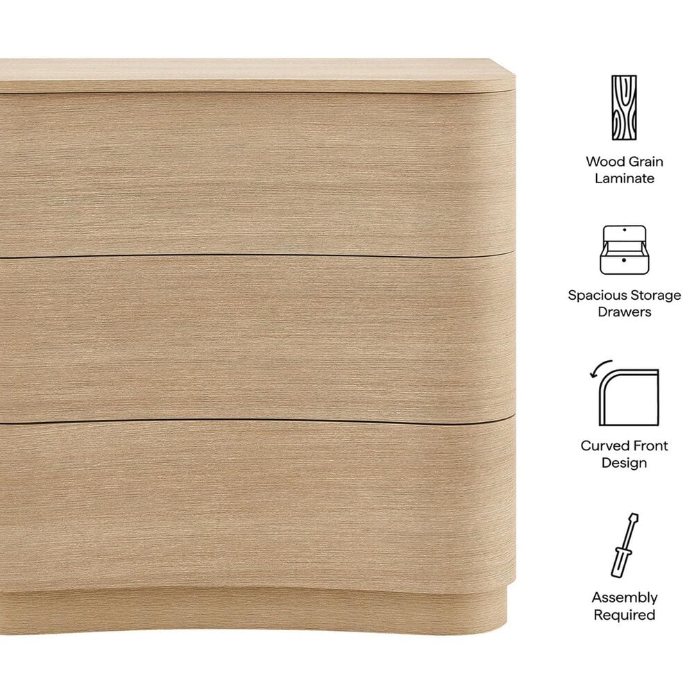 Modway Mirae 3-Drawer Dresser in Brushed Light Oak, , large
