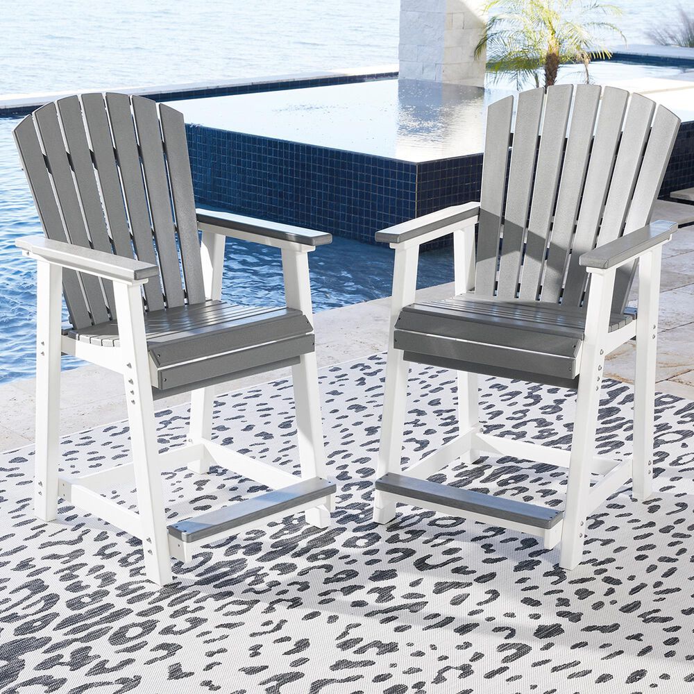 Ashley Transville Patio Counter Stool in Gray and White &#40;Set of 2&#41;, , large