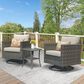 HOMLUX 3-Piece Patio Conversation Set with Square-Arm Swivel Rocking Chairs in Beige, , large