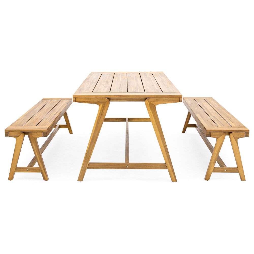Hearth and Haven 3-Piece Outdoor Picnic Table Set in Teak, , large