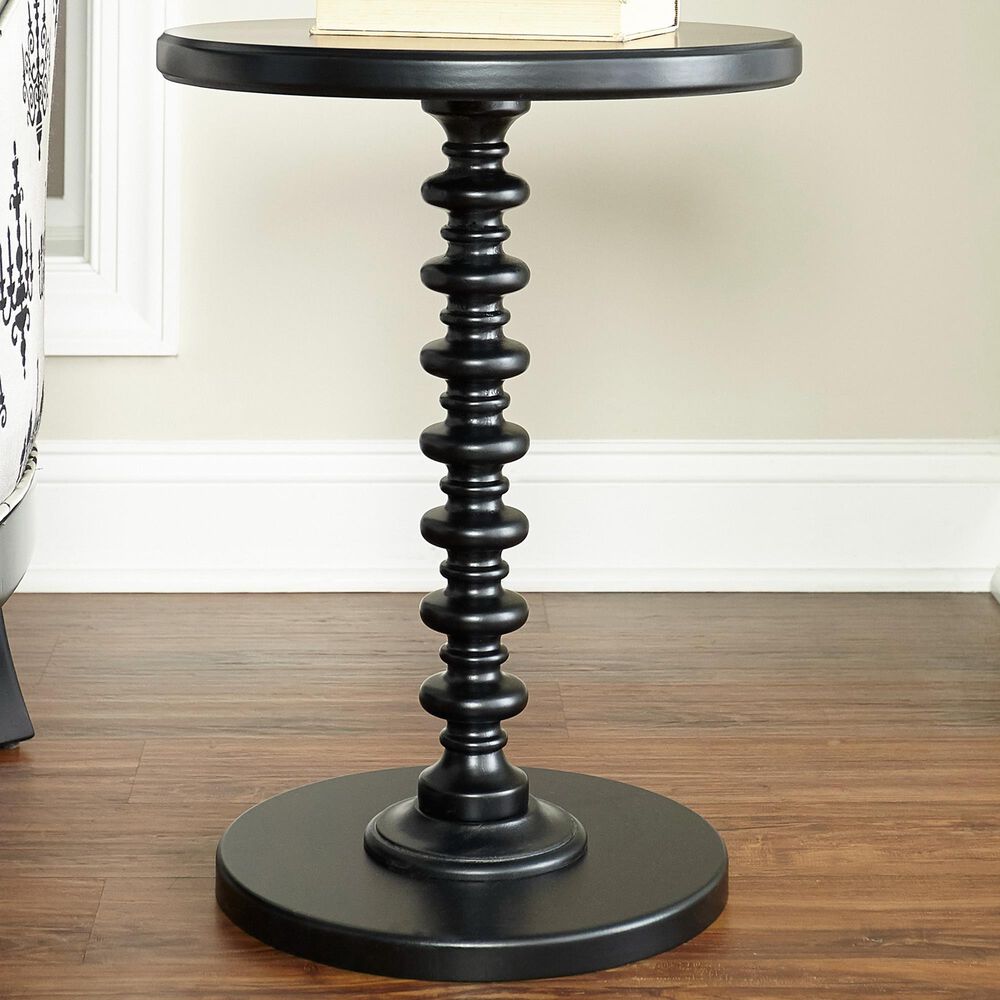 Linon Home Decor Aurora Round Side Table in Black, , large