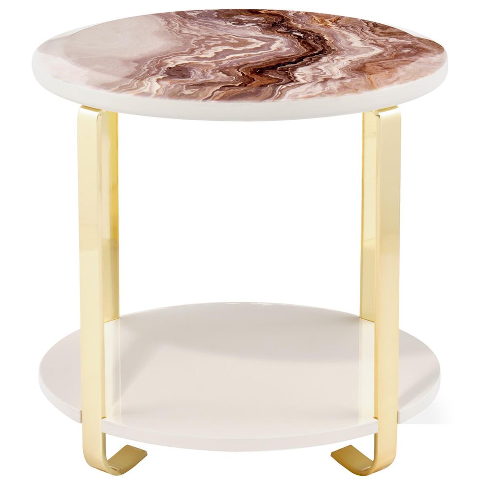 Vista Haus Ariana End Table in Gold and White, , large