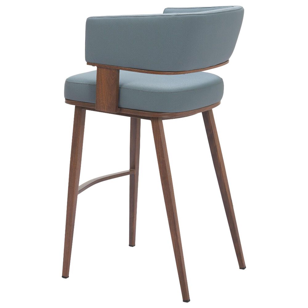 Zuo Modern Poise Barstool Azure Gray &amp; Walnut, , large