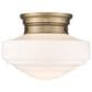 Golden Lighting Ingalls Semi-Flush with Vintage Milk Glass in Modern Brass, , large