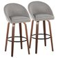 LumiSource Matisse 30" Swivel Barstool with Grey Fabric Upholstery in Walnut and Black (Set of 2), , large