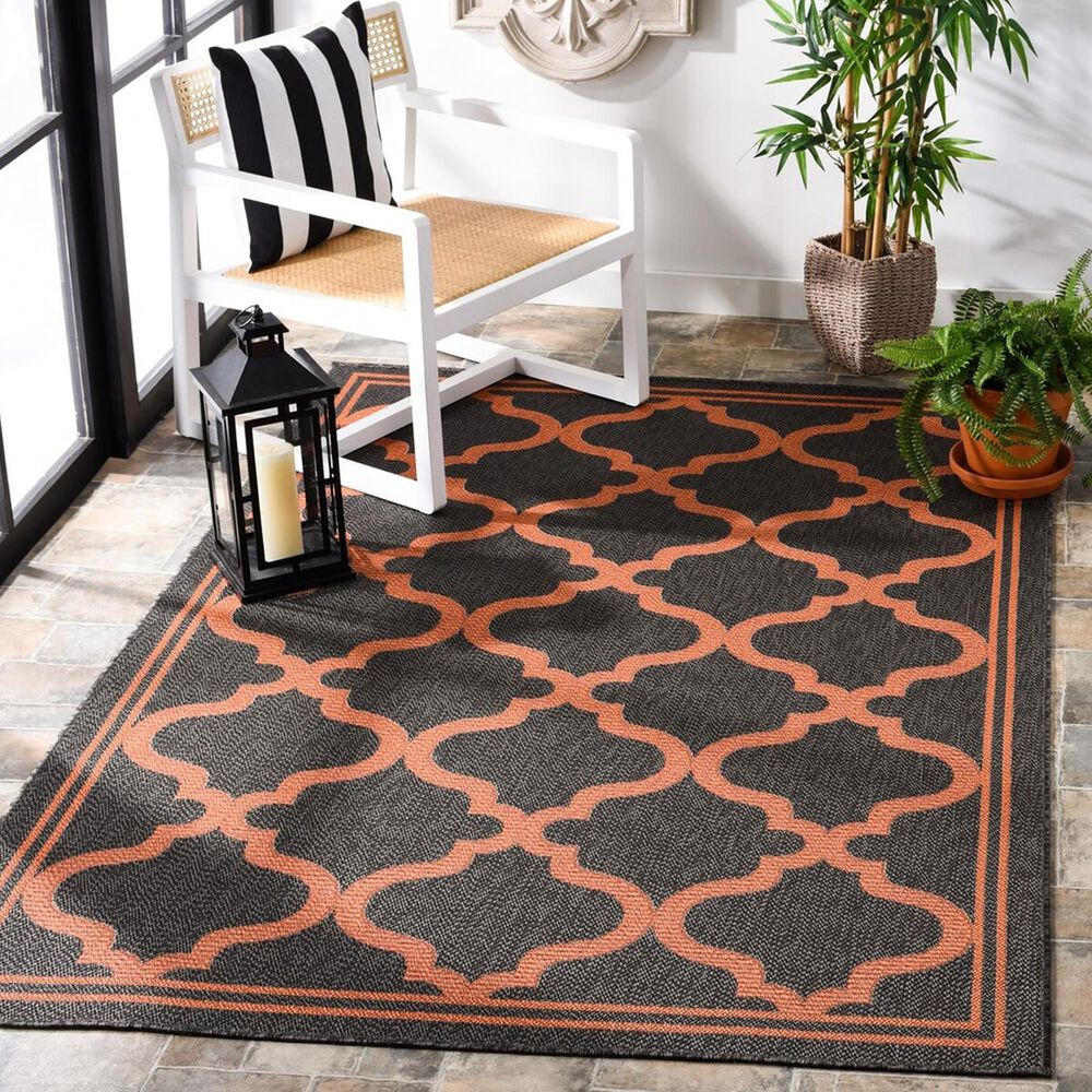 Safavieh Bermuda 4&#39; x 6&#39; Charcoal and Rust Indoor/Outdoor Area Performance Rug, , large