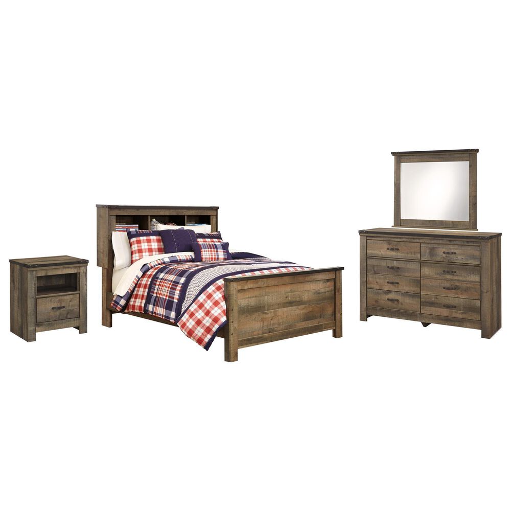 Ashley Trinell 4-Piece Full Bookcase Bedroom Set in Brown, , large