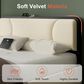 HOMLUX King Upholstered Platform Bed Frame in Beige, , large