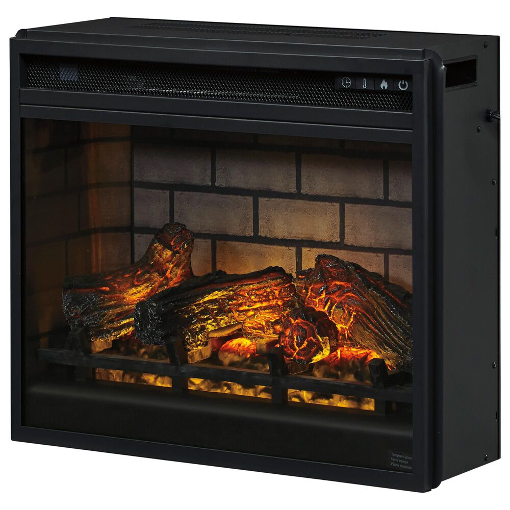 Ashley Wildenauer 76" TV Stand with Electric Infrared Fireplace in Rich Brown and Warm Satin Black, , large