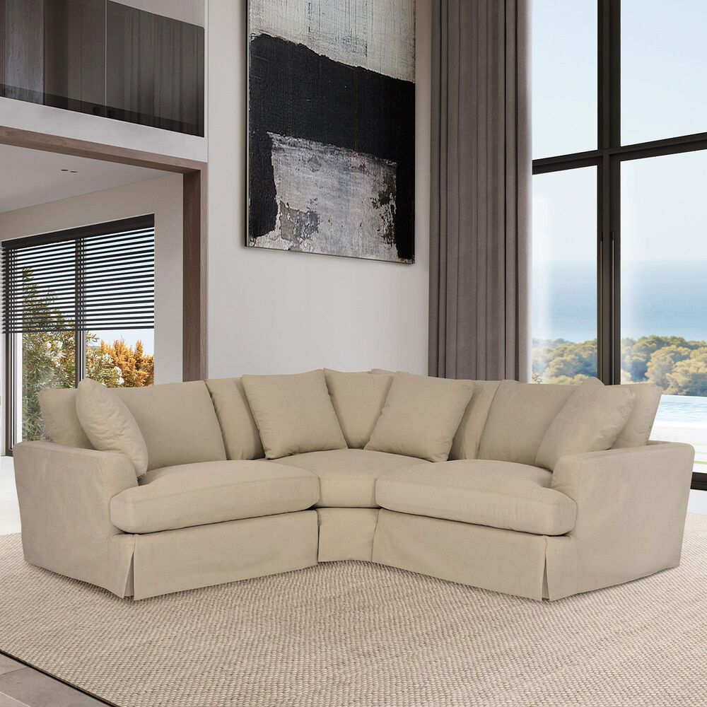 Blue River Ciara 3-Piece Stationary Sectional Sofa in Sahara Brown, , large