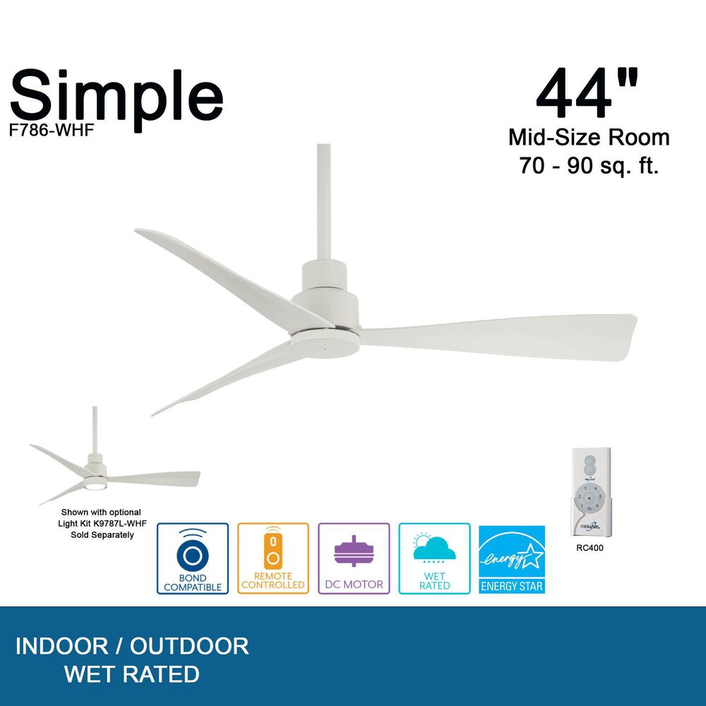 Minka-Aire Simple 44" Indoor/Outdoor Ceiling Fan in Flat White, , large