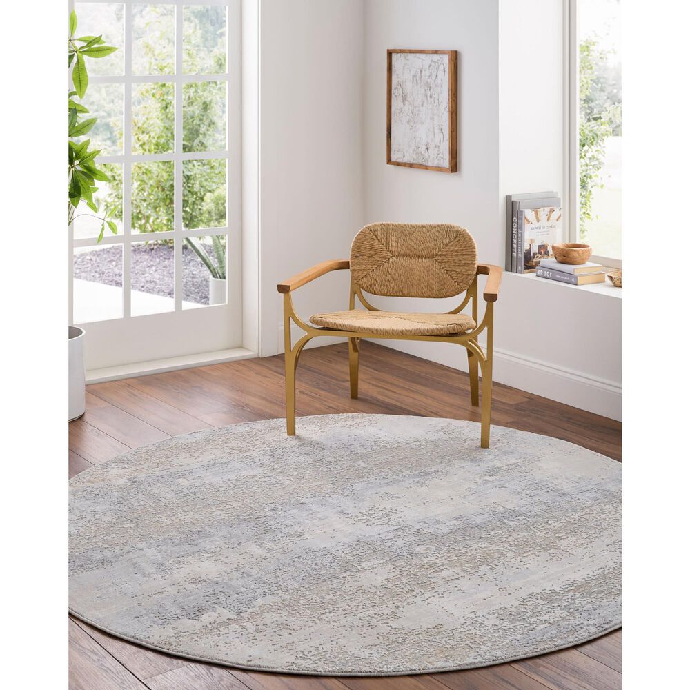 Surya Brunswick 6&#39;7&quot; Round Cream, Tan, Olive, Blue, Seafoam and Taupe Area Rug, , large