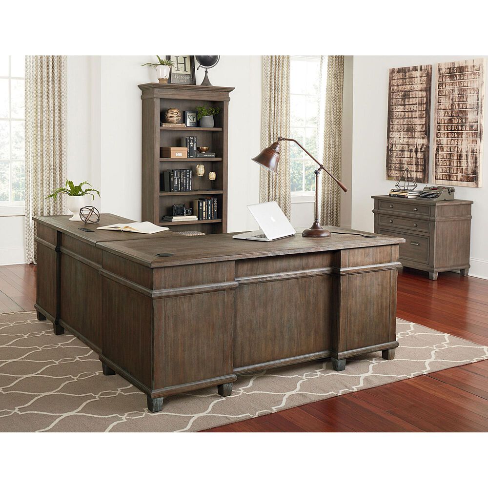 Wycliff Bay Carson L-Shaped Right Return Desk in Weathered Dove, , large