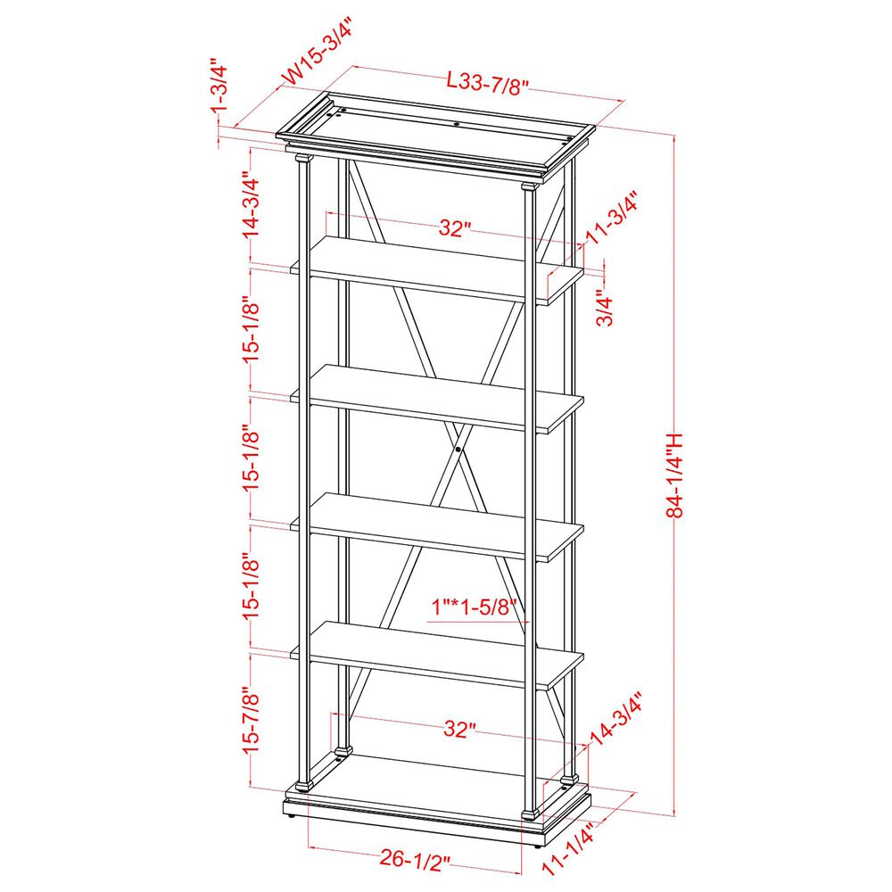Furniture of America Kidd 33&quot; Bookcase in Antique White/Black, , large
