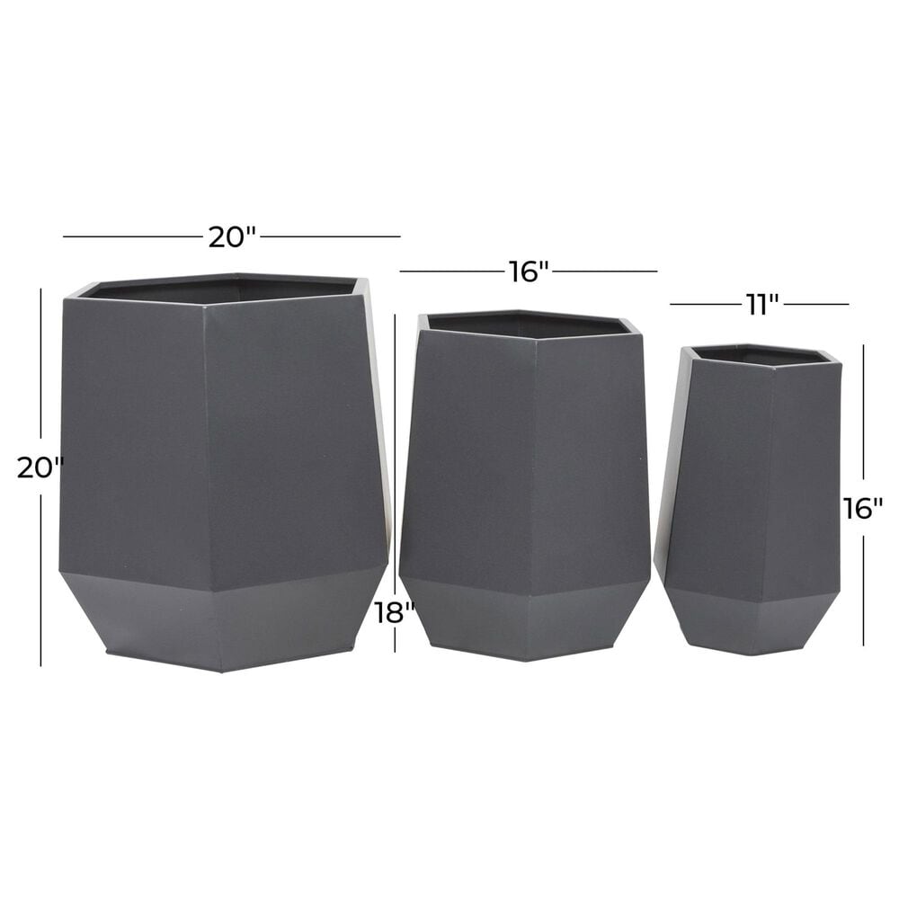 Maple and Jade Hexagon Planter in Matte Gray &#40;Set of 2&#41;, , large