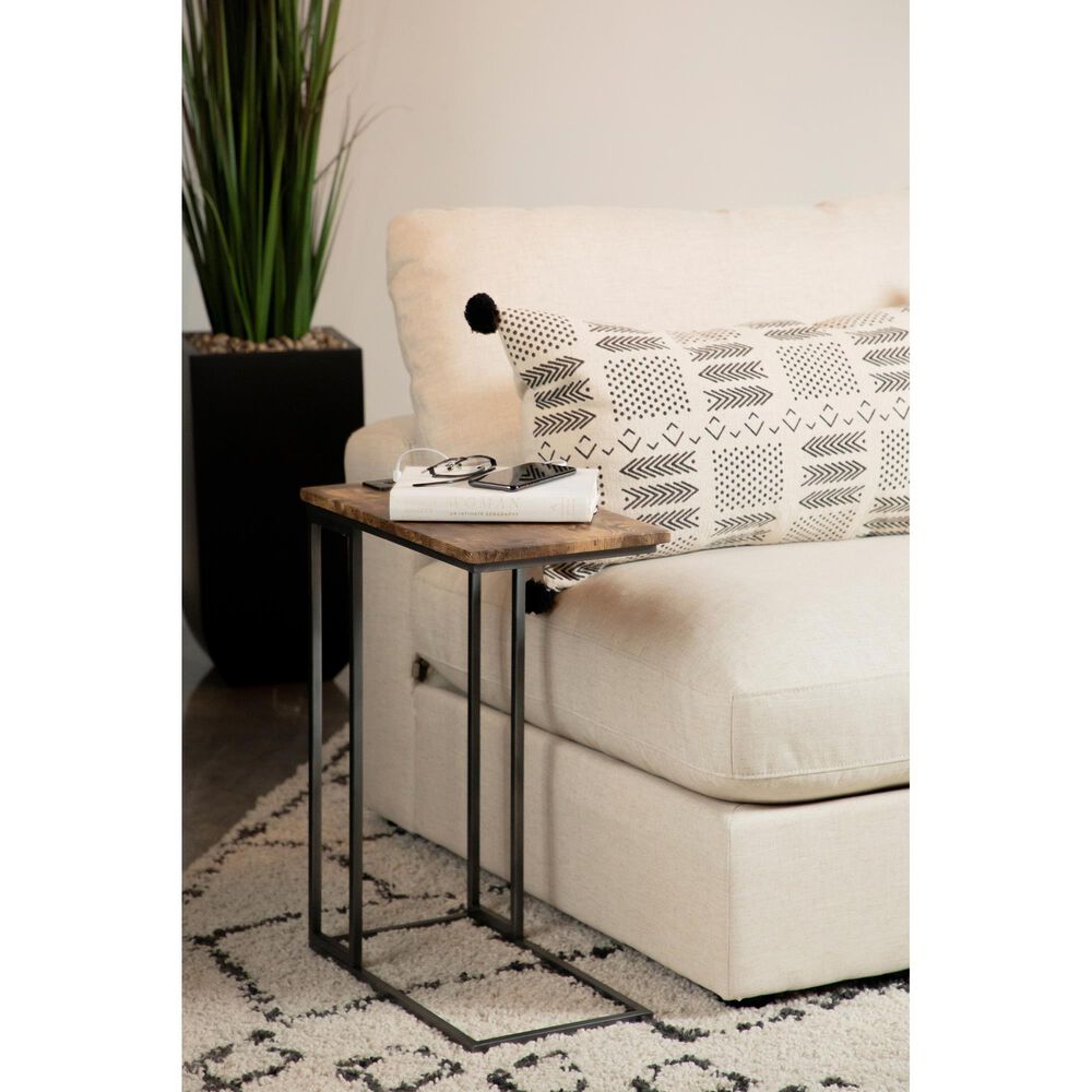 Pacific Landing C Table with 2-USB Ports in Antiqued Brown and Gunmetal Grey, , large