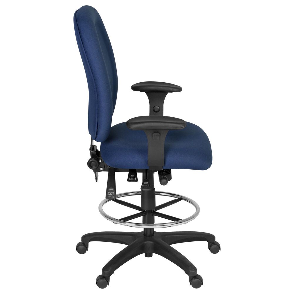 Regency Global Sourcing Comfort Series Multifunctional Swivel Computer Task Chair with Adjustable Arms and Drafting Kit in Navy Blue, , large