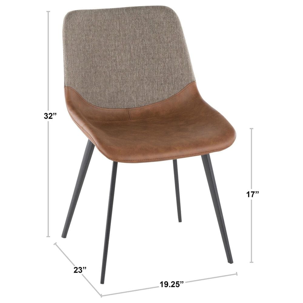 Lumisource Outlaw Side Chair with Brown and Grey Cushion in Black (Set of 2), , large