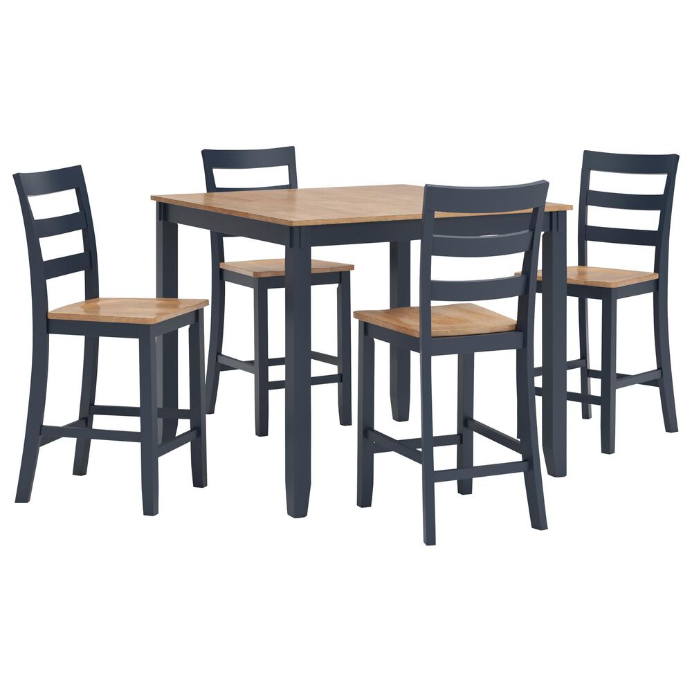 Ashley Gesthaven 5-Piece Counter Height Dining Set in Light Natural and Dark Slate Blue, , large