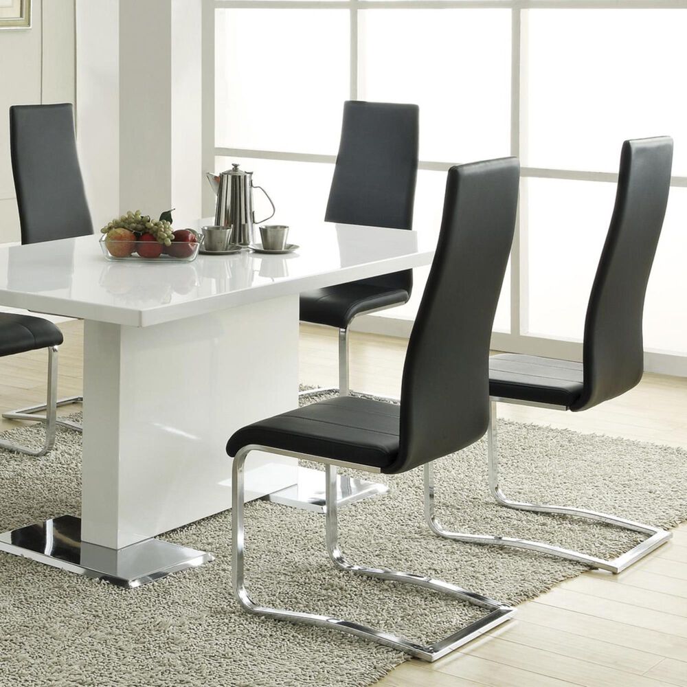 Pacific Landing Faux Leather Dining Chair in Black - Set of 4, , large