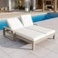 HOMLUX Patio 2-Person Lounge Chair with Grey Frame in Beige, , large