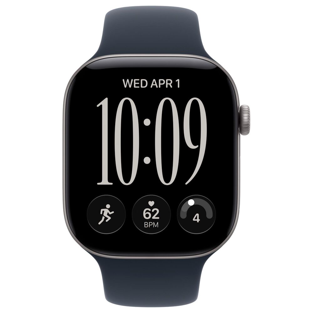 Apple Watch Series 12 (GPS) 46mm Space Gray Aluminum Case with Navy Blue Sport Band - S/M, , large