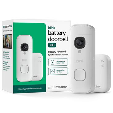 Blink Battery Doorbell 2K+ Wireless with Sync Module Core in White, , large