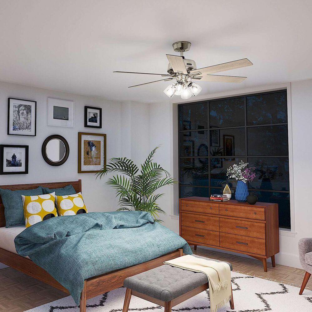 Hunter Fonthill 52&quot; Ceiling Fan with LED Lights in Brushed Nickel, , large