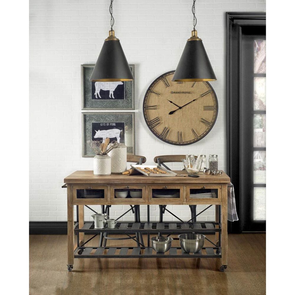 Mercana Stuart I Kitchen Island in Light Brown and Matte Black, , large