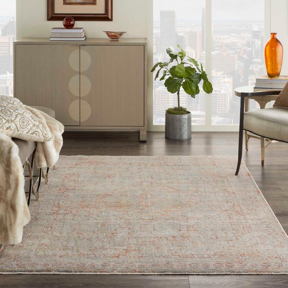 Nourison Lustrous Weave LUW02 5&#39;3&quot; x 7&#39;9&quot; Gray and Brick Area Rug, , large