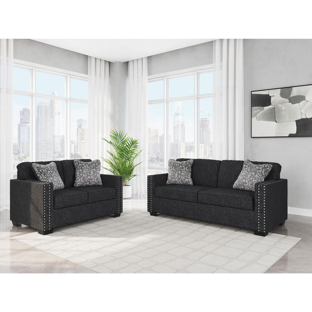Ashley Jasmine Peaks Stationary Loveseat in Coal, , large