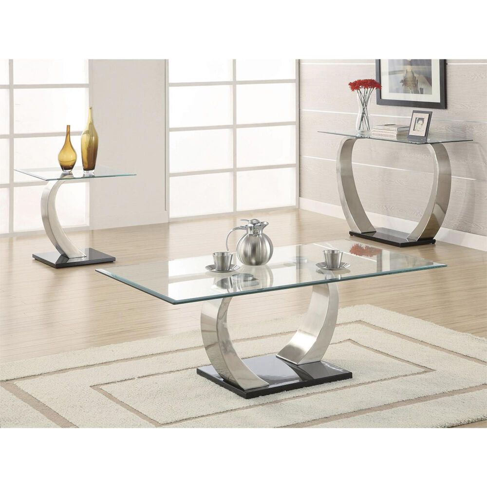 Pacific Landing Contemporary Glass Top Coffee Table, , large