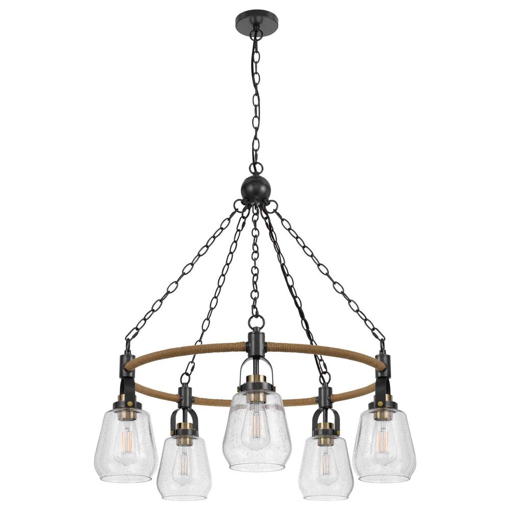 Cal Lighting Kavala 5-Light Chandelier in Burlap and Antique Brass, , large