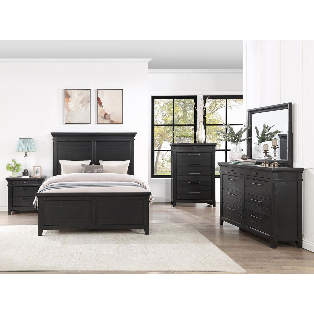Davis International Queen Panel Bed in Lightly Distressed Black, , large