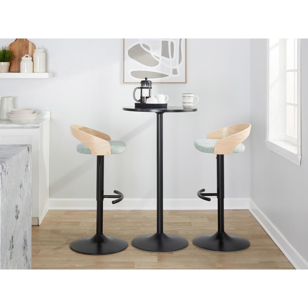 LumiSource Grotto Swivel Barstool with Light Green Fabric Upholstery in Black and Natural (Set of 2), , large