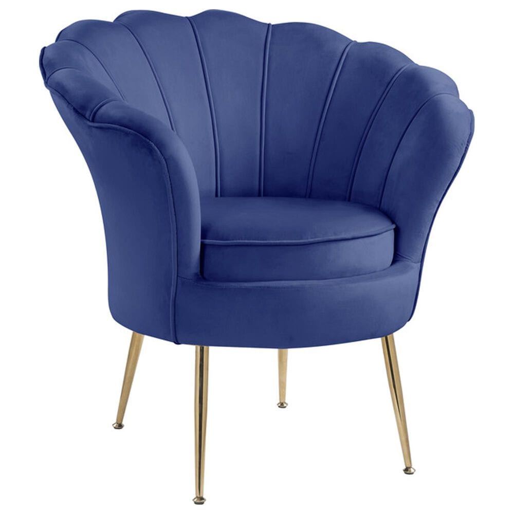 HOMLUX Scalloped Back Accent Chair in Blue, , large