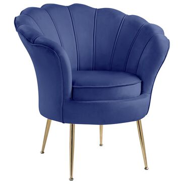 HOMLUX Scalloped Back Accent Chair in Blue, , large