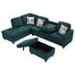 HOMLUX 94.49" L-Shaped Modular Sectional Sofa with Storage Ottoman and Cup Holders in Green, , large